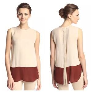 Haute Hippie Womens Silk Boho Casual‎ Colorblock Sleeveless Blouse Top Size L